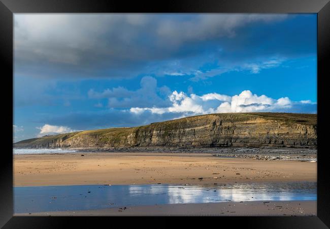 Dunraven Bay Southerndown South Wales Reflections  Framed Print by Nick Jenkins