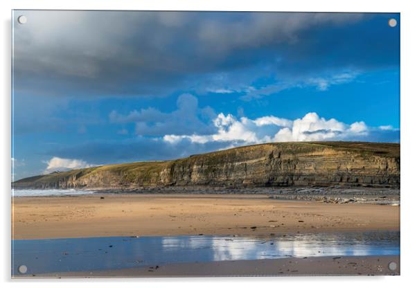 Dunraven Bay Southerndown South Wales Reflections  Acrylic by Nick Jenkins