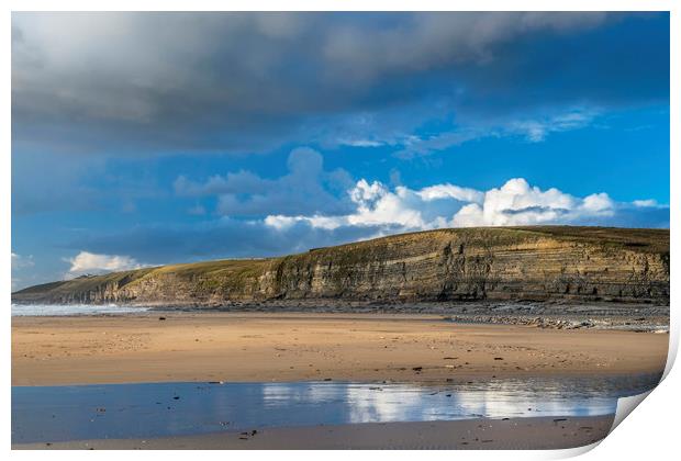 Dunraven Bay Southerndown South Wales Reflections  Print by Nick Jenkins