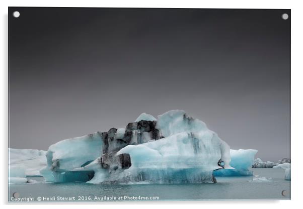 Icebergs at Jokulsarlon Glacial Lake in Iceland  Acrylic by Heidi Stewart