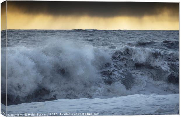 Crashing waves at Reynisfjara Beach in Iceland Canvas Print by Heidi Stewart
