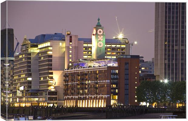 Night view of the Oxo Tower and Wharf Canvas Print by David French