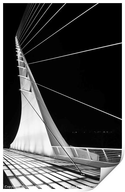 The unique and beautiful Sundial Bridge in Redding Print by Jamie Pham