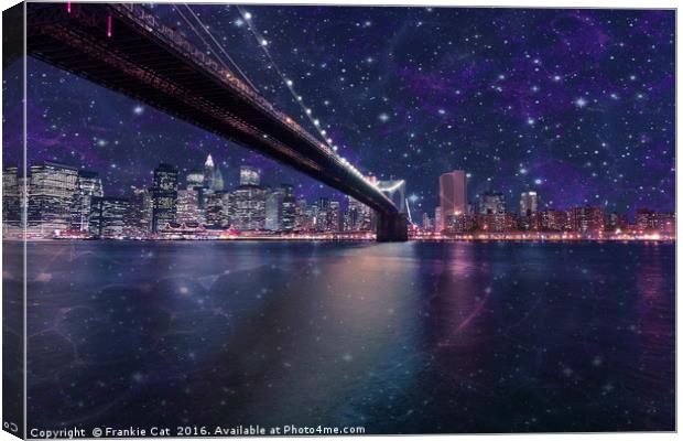 Spacey Manhattan Skyline Canvas Print by Frankie Cat