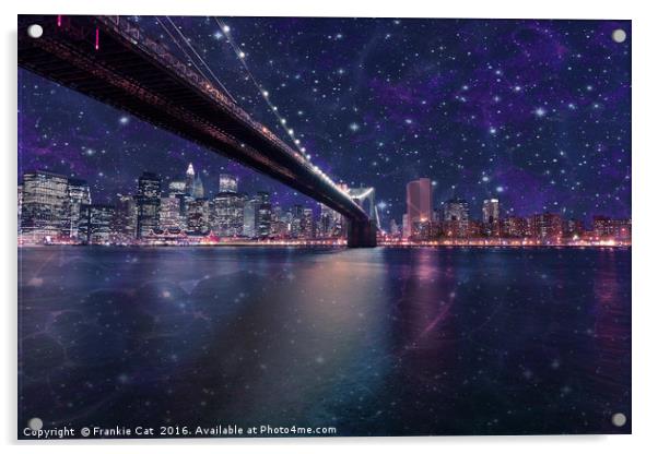 Spacey Manhattan Skyline Acrylic by Frankie Cat