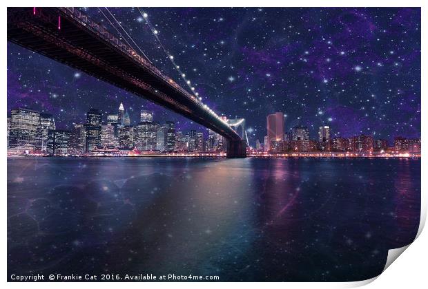 Spacey Manhattan Skyline Print by Frankie Cat
