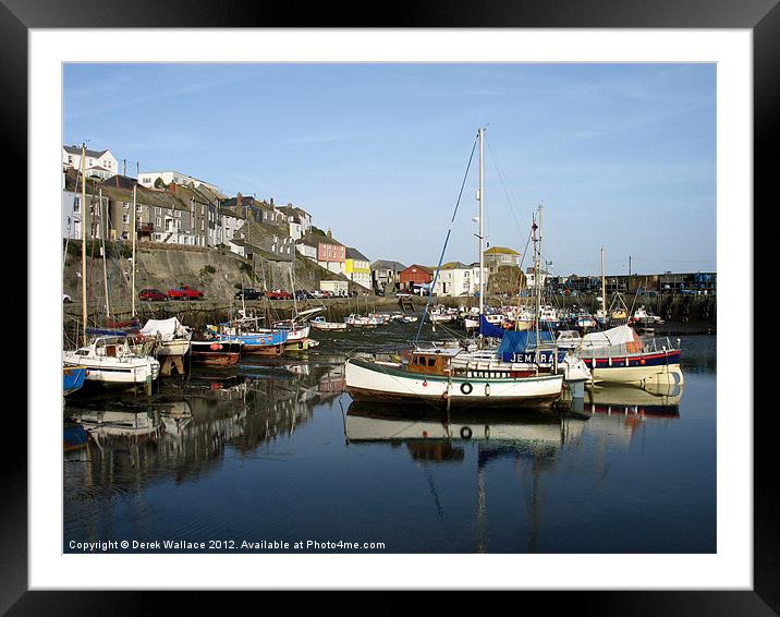 Mevagissey Harbour Framed Mounted Print by Derek Wallace