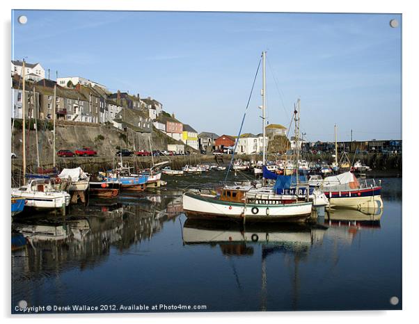 Mevagissey Harbour Acrylic by Derek Wallace