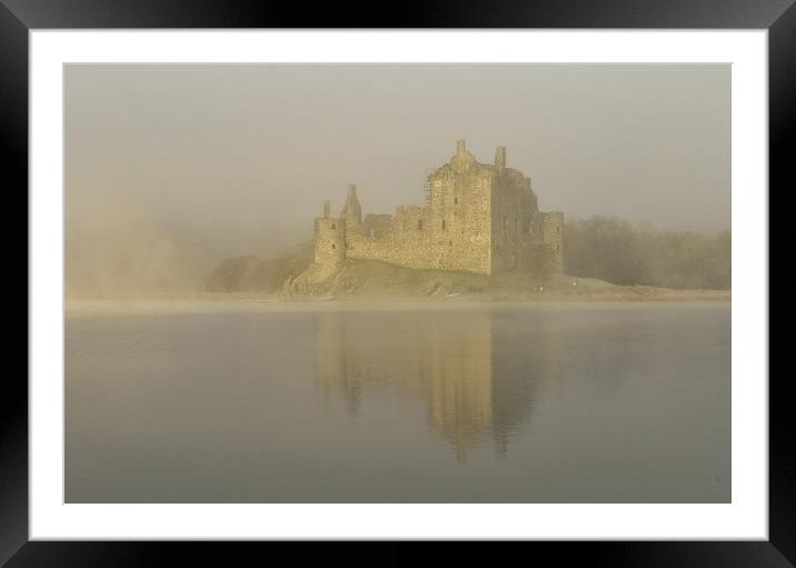 Kilchurn Castlle in Morning Mist Framed Mounted Print by Matt Johnston