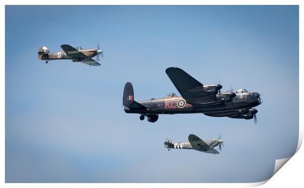 Lancaster bomber in flight Print by Louise Wilden