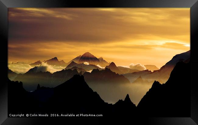 Sunrise in the Alps Framed Print by Colin Woods
