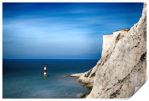 Beachy Head and Light House Print by Oxon Images