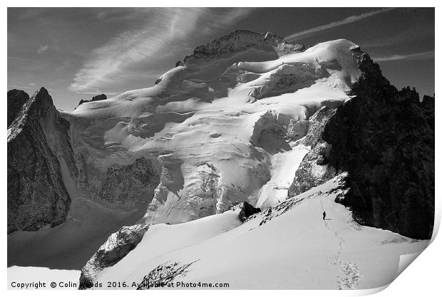 Climber on La Roche Faurio Print by Colin Woods