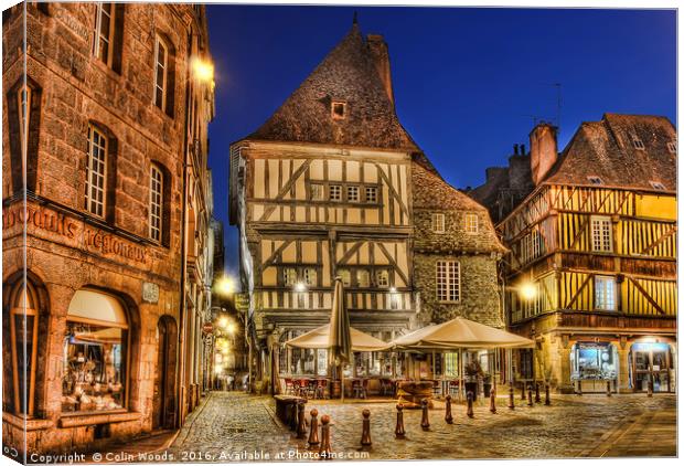 Dinan at Night Canvas Print by Colin Woods