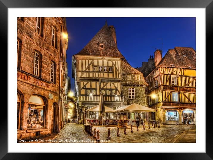 Dinan at Night Framed Mounted Print by Colin Woods