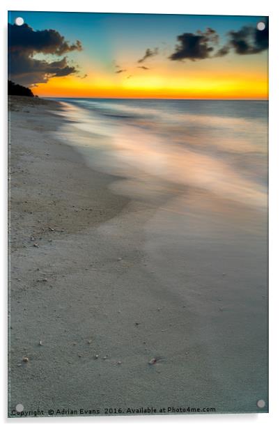 Beach Sunset Acrylic by Adrian Evans