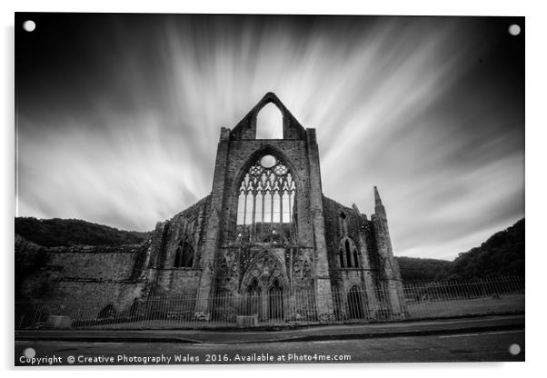 Tintern Abbey Monochrome Acrylic by Creative Photography Wales