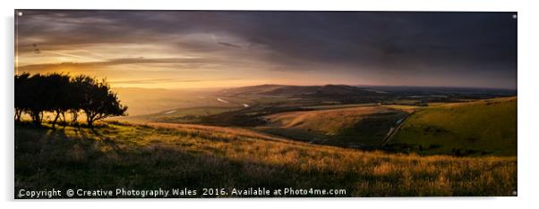 South Downs Panorama Acrylic by Creative Photography Wales