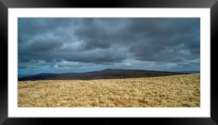 Looking East from Fan Nedd Summit Brecon Beacons  Framed Mounted Print by Nick Jenkins