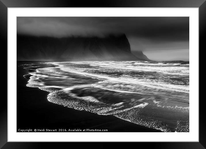 Stokksnes Beach and Waves Framed Mounted Print by Heidi Stewart