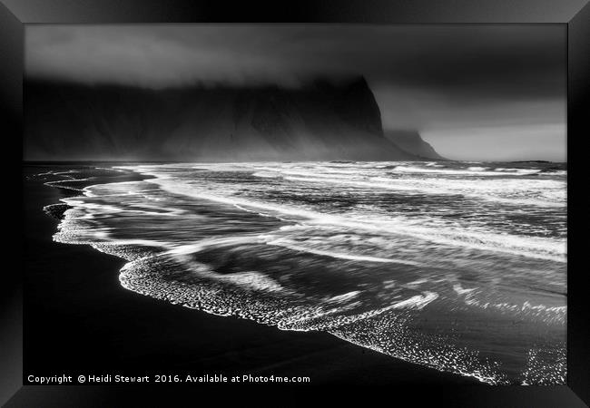 Stokksnes Beach and Waves Framed Print by Heidi Stewart