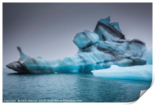 Icebergs at Jokulsarlon Glacial Lake in Iceland Print by Heidi Stewart