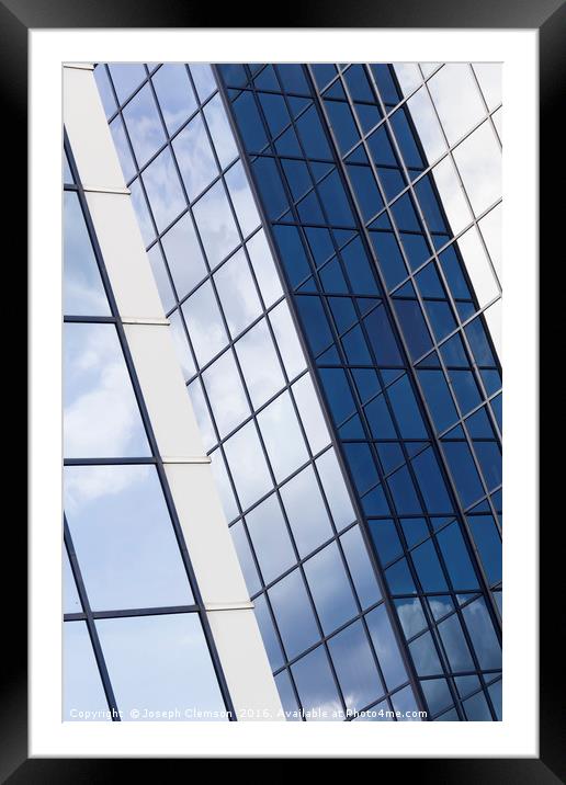 Glass office building sky reflections Framed Mounted Print by Joseph Clemson