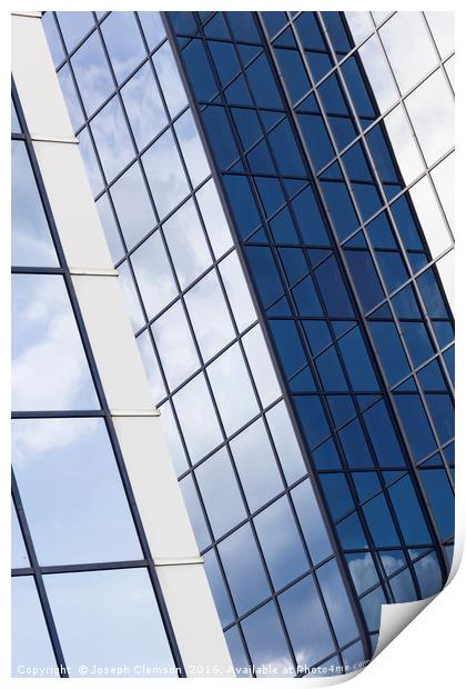 Glass office building sky reflections Print by Joseph Clemson