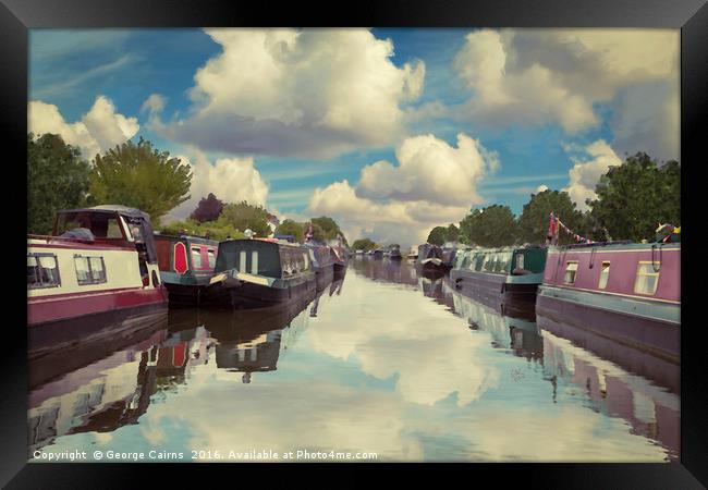 British Narrowboats on Canal Framed Print by George Cairns