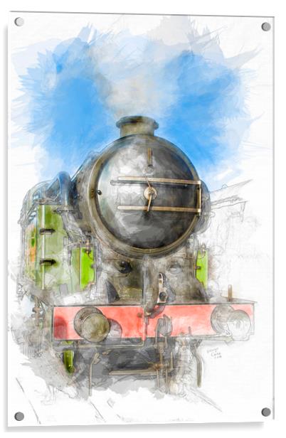 Watercolour Steam Engine Acrylic by George Cairns
