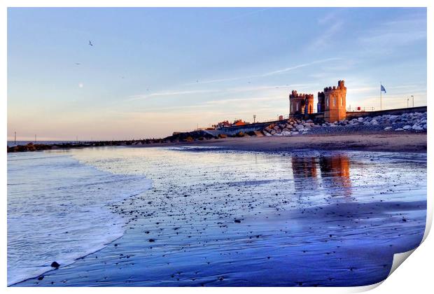 Withernsea Sunset and Moon Print by Sarah Couzens