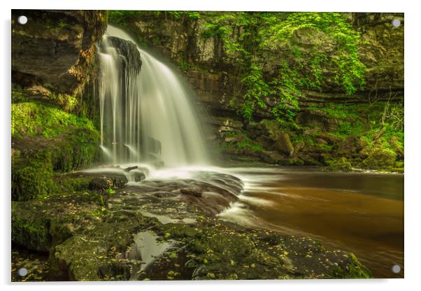 Tranquil West Burton Falls Acrylic by Kevin Snelling