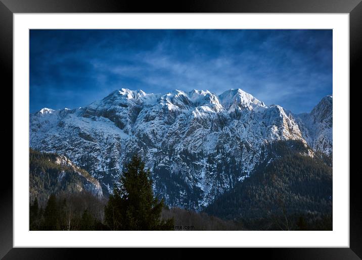 Winter landscape with rocky mountains Framed Mounted Print by Ragnar Lothbrok