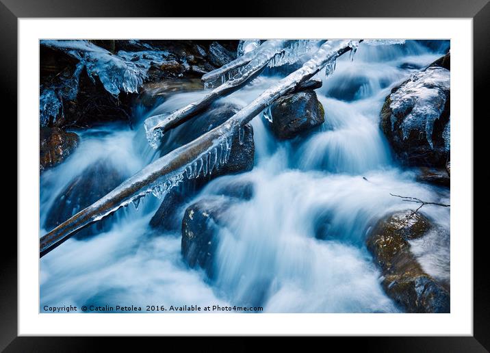 Frozen creek in winter Framed Mounted Print by Ragnar Lothbrok