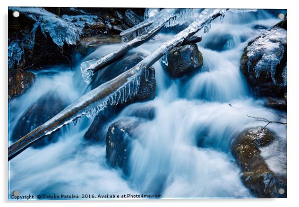 Frozen creek in winter Acrylic by Ragnar Lothbrok