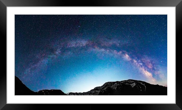 Milky Way galaxy over mountains Framed Mounted Print by Ragnar Lothbrok