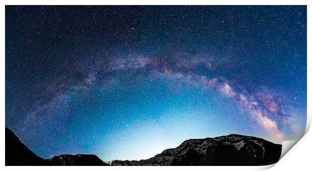 Milky Way galaxy over mountains Print by Ragnar Lothbrok