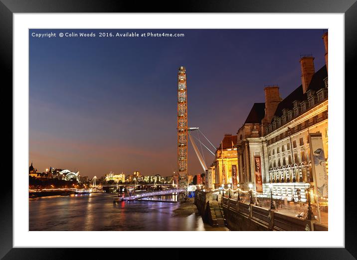 London Eye at Night Framed Mounted Print by Colin Woods