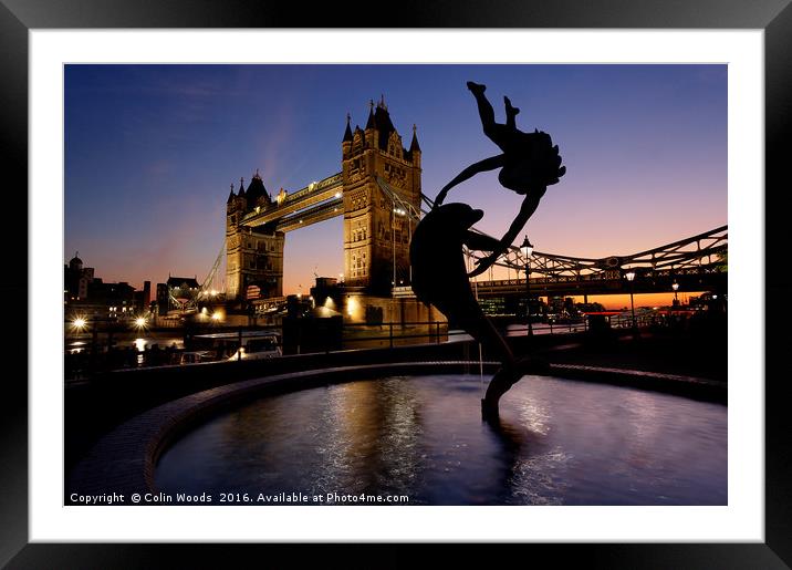 Tower Bridge at Night Framed Mounted Print by Colin Woods