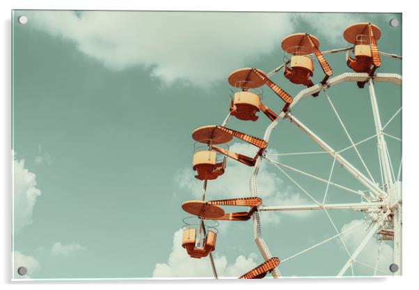 Ferris Wheel In Fun Park On Blue Sky Acrylic by Radu Bercan