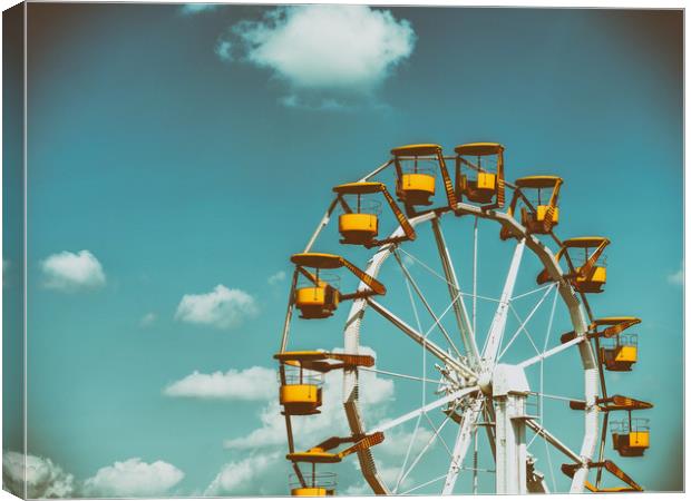 Ferris Wheel In Fun Park On Blue Sky Canvas Print by Radu Bercan
