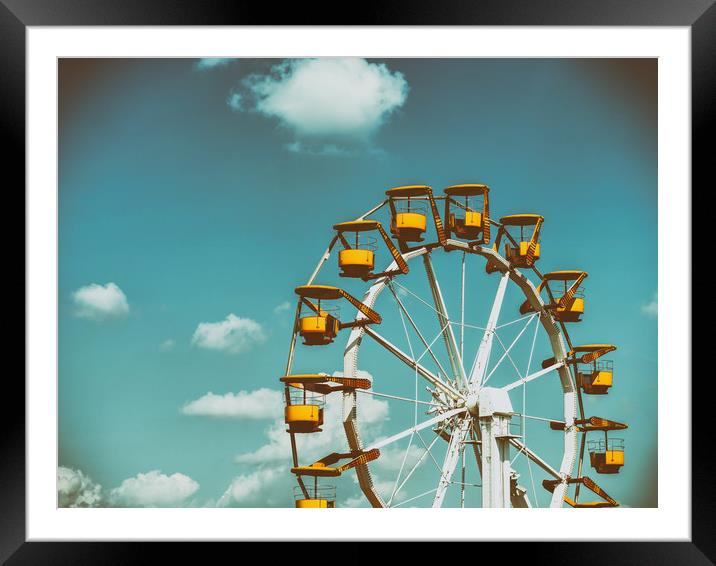 Ferris Wheel In Fun Park On Blue Sky Framed Mounted Print by Radu Bercan
