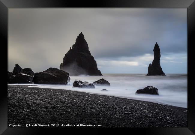Basalt Sea Stacks, Iceland Framed Print by Heidi Stewart