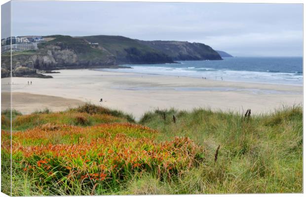 Perranporth Beach Canvas Print by Anthony Michael 