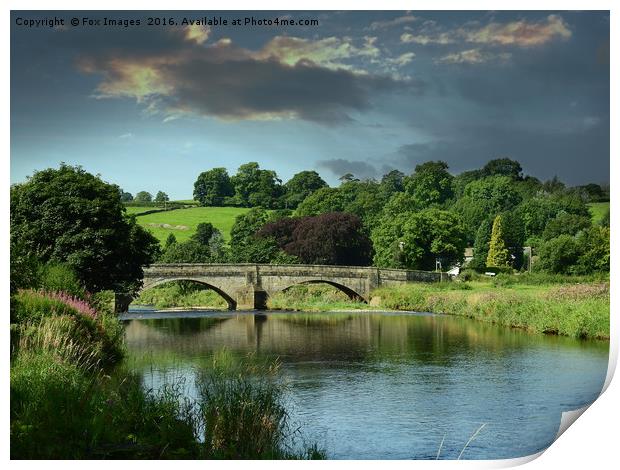Bridge over the River Ribble Print by Derrick Fox Lomax
