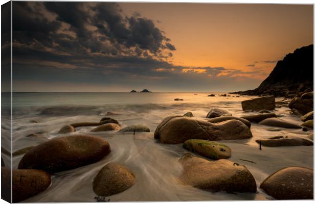 Porth Nanven sunset  Canvas Print by Michael Brookes