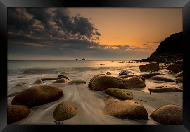 Porth Nanven sunset  Framed Print by Michael Brookes