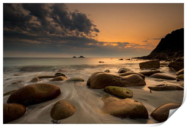 Porth Nanven sunset  Print by Michael Brookes