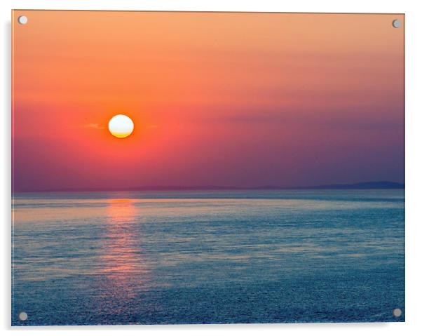 A beautiful Sunset over the Glamorgan Coast Wales Acrylic by Nick Jenkins
