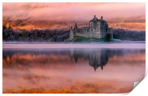 Misty Sunrise Kilchurn Castle Print by Matt Johnston
